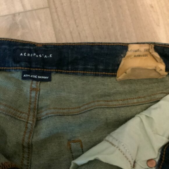 Aeropostale Athletic Skinny 33x32 Denim Blue Jeans - Picture 2 of 7